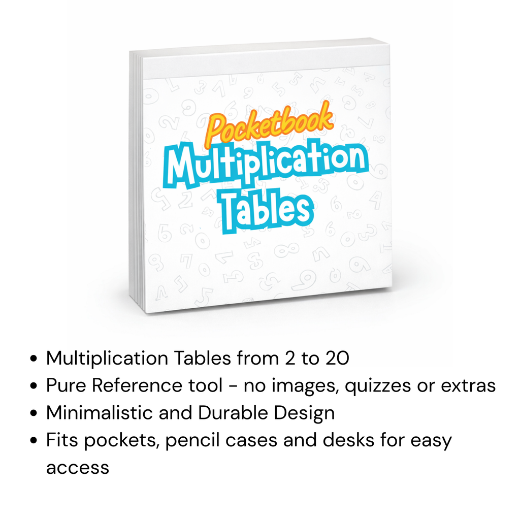 Multiplication Tables Pocketbook, Educational Math Reference Guide for Children Ages 6-15, Tables 2-20