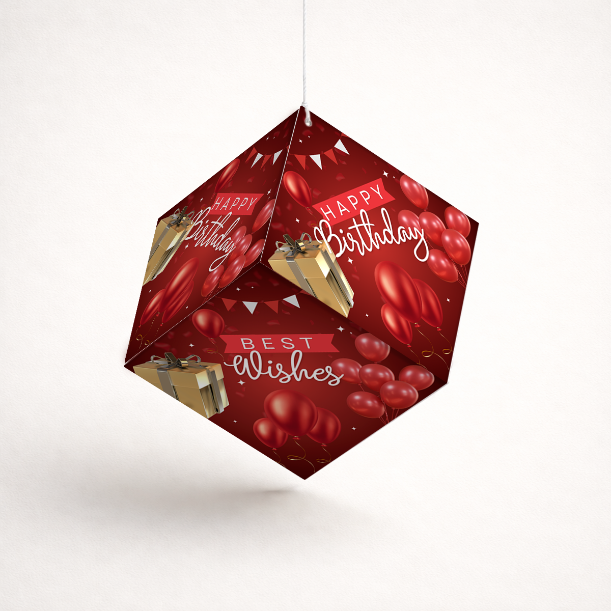 Fold-n-Form DIY 3D Hanging Cube Decor for Birthday Party Decoration: Wishes Design