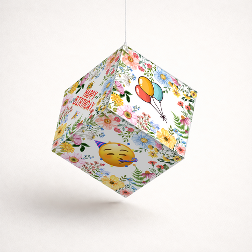 Fold-n-Form DIY 3D Hanging Cube Decor for Birthday Party Decoration: Floral Design