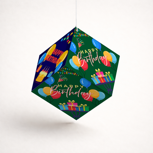 Fold-n-Form DIY 3D Hanging Cube Decor for Birthday Party Decoration: Classic Design