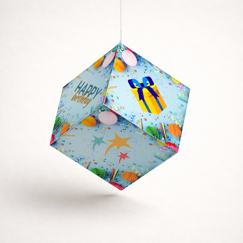 Fold-n-Form DIY 3D Hanging Cube Decor for Birthday Party Decoration: Confetti Design