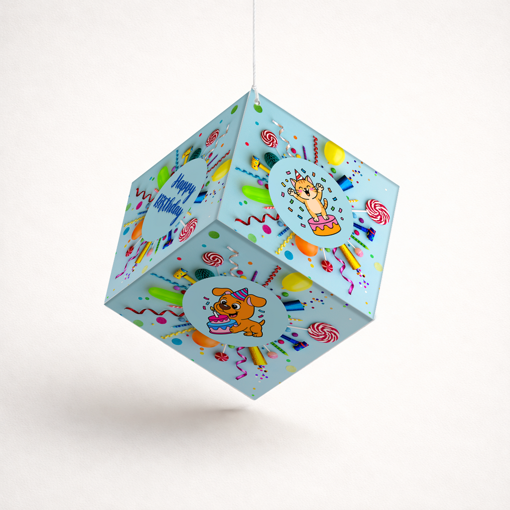 Fold-n-Form DIY 3D Hanging Cube Decor for Birthday Party Decoration: Celebration Design