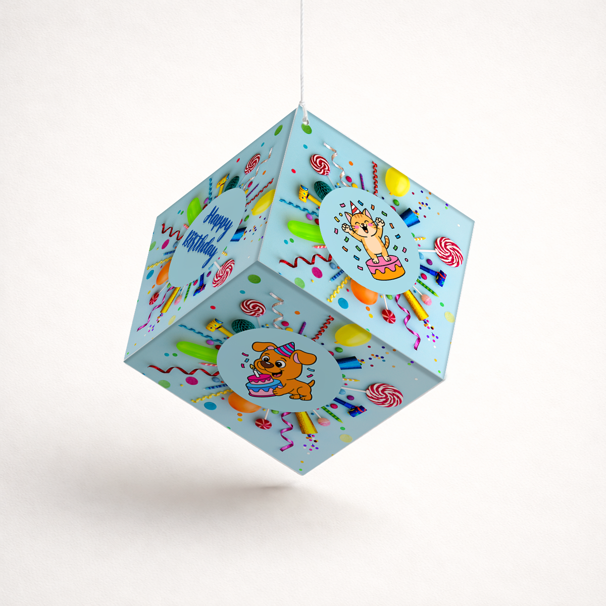 Fold-n-Form DIY 3D Hanging Cube Decor for Birthday Party Decoration: Celebration Design