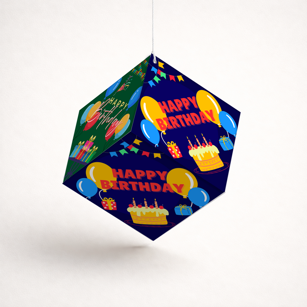 Fold-n-Form DIY 3D Hanging Cube Decor for Birthday Party Decoration: Classic Design