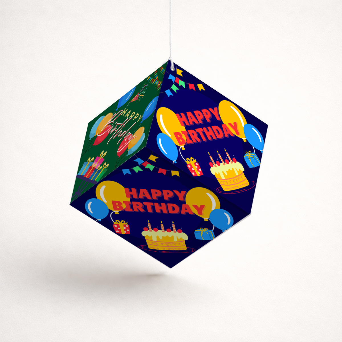 Fold-n-Form DIY 3D Hanging Cube Decor for Birthday Party Decoration: Classic Design