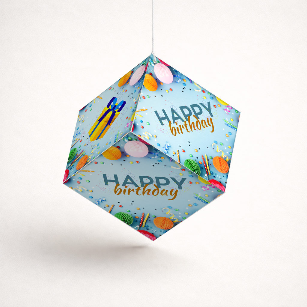 Fold-n-Form DIY 3D Hanging Cube Decor for Birthday Party Decoration: Confetti Design