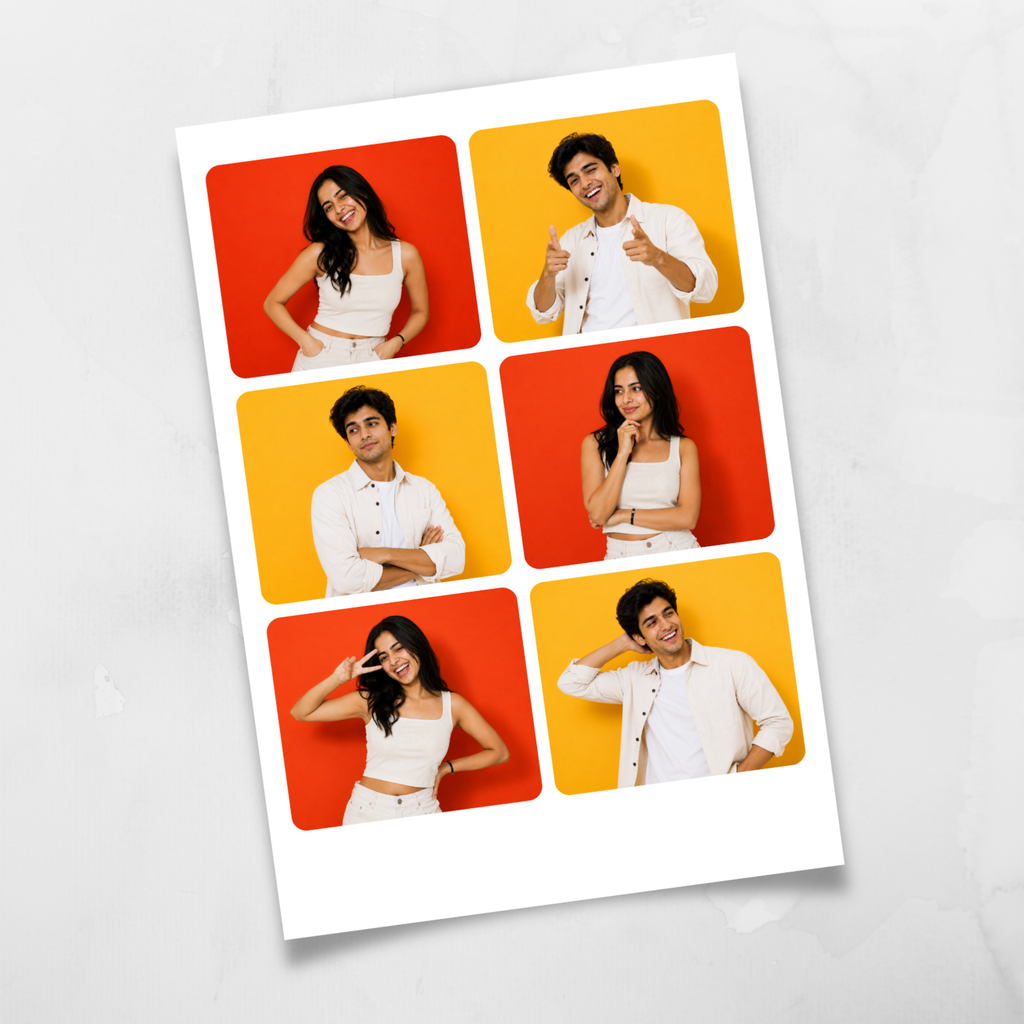 Photo Strips - Hex Grid Portrait (6 Photos per Strip) - 2 Strips