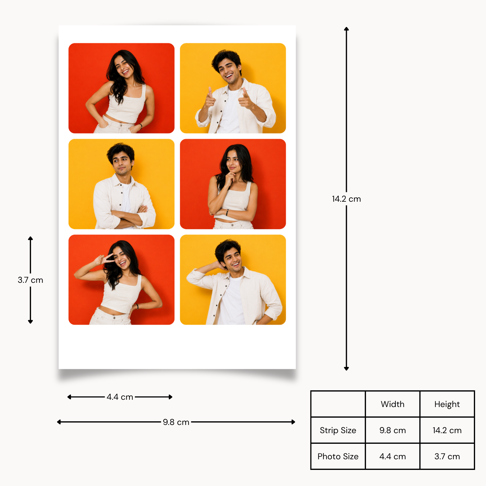 Photo Strips - Hex Grid Portrait (6 Photos per Strip) - 2 Strips