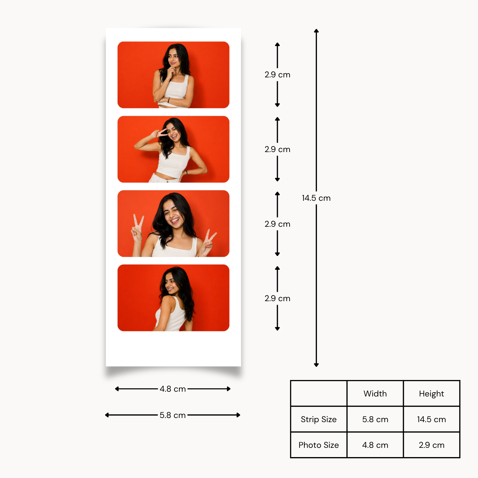 Photo Strips - Medium Quad (4 Photos per Strip) - Pack of 12 Strips